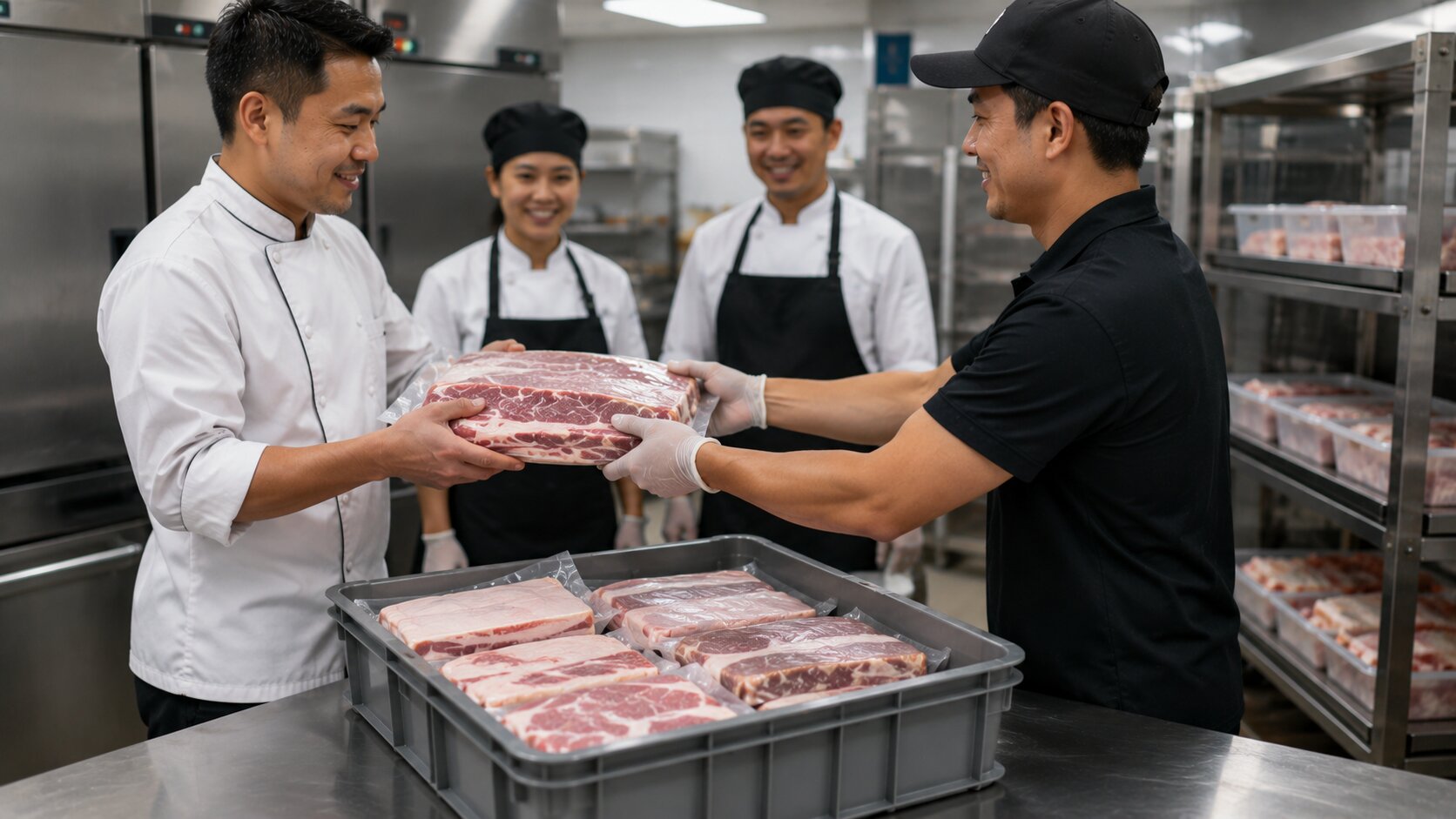 gambar penutup tentang potongan daging babi untuk restoran