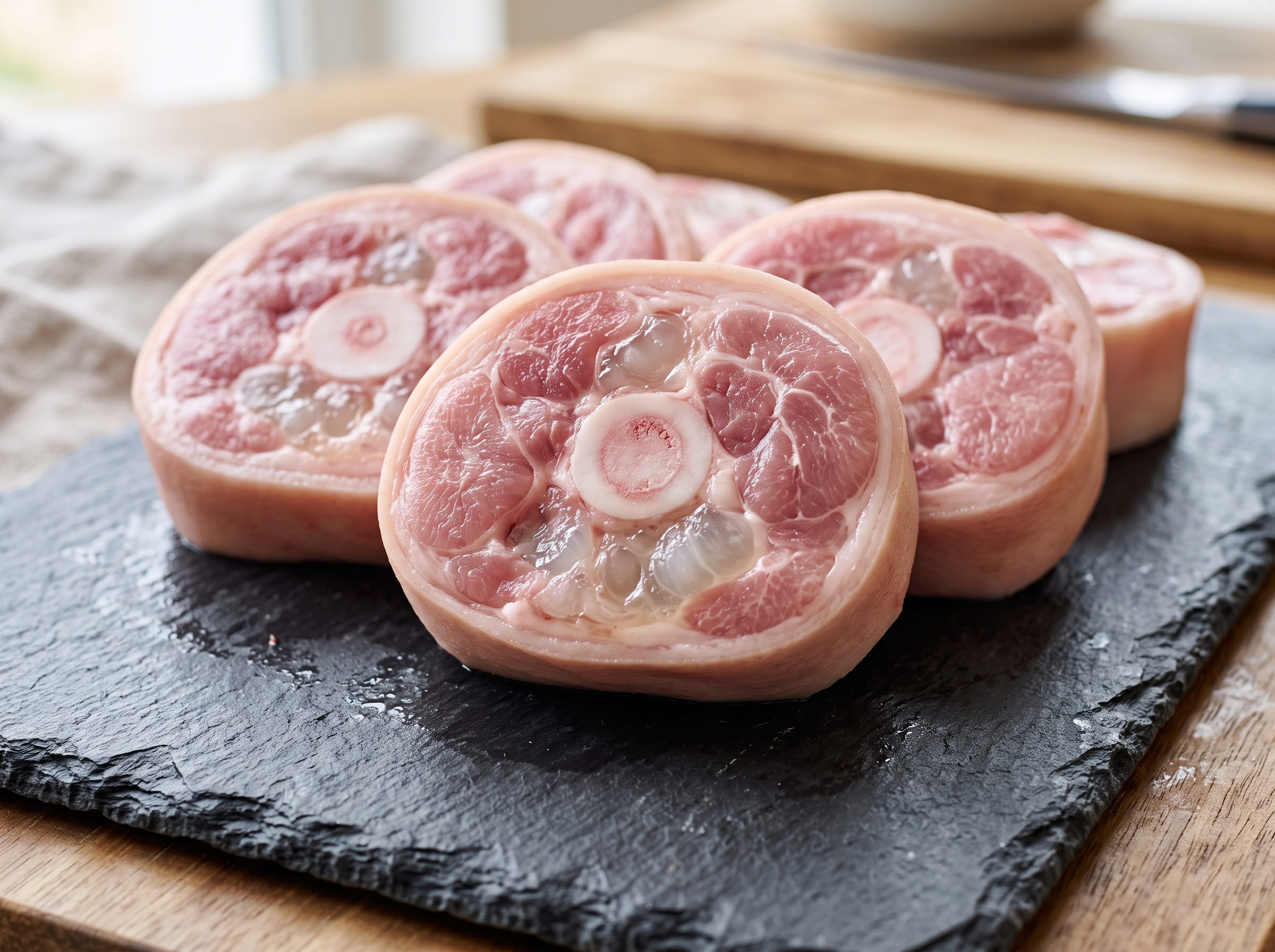 Potongan daging kaki babi pork trotter mentah bersih potongan rapi dari Welly Group.